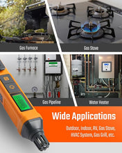 Load image into Gallery viewer, Natural Gas Detector, TopTes PT205 Gas Leak Detector with Audible &amp; Visual Alarm, Propane Leak Detector with%LEL Value of Methane, Butane, and Combustible Gas for Home, RV (Includes Batteryx2)-Orange
