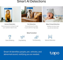 Load image into Gallery viewer, TP-Link Tapo 2K QHD Pan/Tilt Security Camera for Pet Camera, Baby Monitor, Motion Detection, Motion Tracking, 2-Way Audio, Night Vision, Cloud &amp;SD Card Storage, Works w/Alexa &amp; Google Home(Tapo C220)
