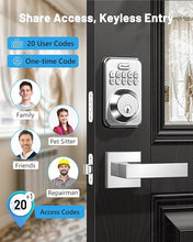 Load image into Gallery viewer, Zowill Keyless Entry Door Lock with 2 Lever Handles, Electronic Keypad Deadbolt, Auto-Locking, Anti-Peeping Password, Digital Smart Code Door Lock, Front Door Handle Sets, Satin Nickel
