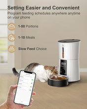 Load image into Gallery viewer, Petory Automatic Cat Feeders Wi-Fi - 4L Dry Food Dispenser for Cats and Dogs 10 Meals per Day Smart Pet Feeder with Desiccant Bag Dual Power Supply 10S Voice Recorder
