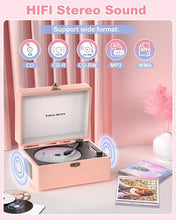 Load image into Gallery viewer, CD Player Portable for Home with Upgraded Speakers Bluetooth in/Out Rechargeable Desktop CD Player with LED Screen Boombox Music Player Peach Pink
