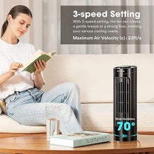 Load image into Gallery viewer, VIVOSUN 13'' Tower Fan, Bladeless Desk Fan with 3 Speeds and 70° Oscillation, Portable and Compact, Quiet Cooling Fan for Home and Office, Black
