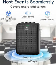 Load image into Gallery viewer, Mini Personal Wireless Voice Amplifier with 2 Bluetooth Microphones- 15W Rechargeable Pa Speaker System for Teachers, Coaches &amp; Public Speaking
