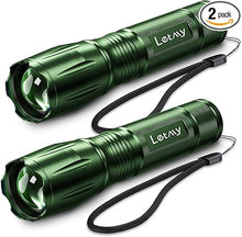 Load image into Gallery viewer, LETMY Tactical Flashlight - 2 Pack Bright Military Grade LED Flashlights High Lumens - Portable Handheld Flash Light, 5 Modes Zoomable Waterproof Flashlights for Home Emergency Camping- Green
