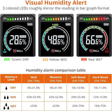 Load image into Gallery viewer, Proster Pinless Wood Moisture Meter - Non Destructive Moisture Tester for Wood Wallboard Masonry, Detect up to 3/4 Inch Below Surface, Backlit Color LCD, Visual Audible Alarm
