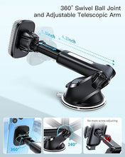 Load image into Gallery viewer, APPS2Car Magnetic Phone Holder for Car, Bling Dashboard/Windshield Sturdy Suction Cup Phone Holder, Crystal Magnetic Phone Mount[6 Strong Magnets &amp; Adjustable Telescopic Arm] for All Smartphones
