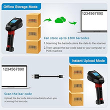 Load image into Gallery viewer, Industrial 1D Laser Wireless Barcode Scanner Handhold Drop Resistant Shock Dust Proof 2500mAh Bar Code Reader for Store, Supermarket, Warehouse Red
