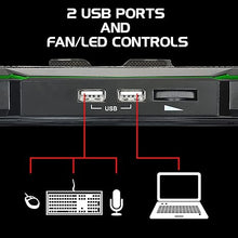 Load image into Gallery viewer, ENHANCE Cryogen 5 Gaming Laptop Cooling Pad Stand - Laptop Cooler with 7 Adjustable Height Settings &amp; Dual USB Ports for 17 inch Laptops - 1 Ultra Quiet High Performance LED Laptop Fan 800 RPM - Green
