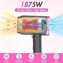 Load image into Gallery viewer, ANIEKIN Hair Dryer,Portable Ionic Blow Dryer with Diffuser for Curly Hair, 1875 Watts Blow Dryer with Nozzle for Fast Drying as Salon, Compact and Lightweight Hairdryer for Travel,Light Grey
