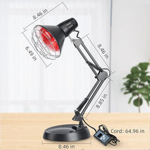 Load image into Gallery viewer, Infrared Red Light Therapy with Sturdy Base, Infrared Heat Lamp Device with 150W Bulb, Adjustable Near Infrared Light Heat Lamp Set for Body Neck Shoulder Joints Back Pain Relief(Black)
