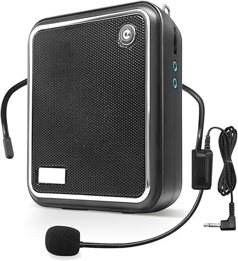 Portable Voice Amplifier,10W Bluetooth Rechargeable Personal Voice Amplifier with Wired Microphone Headset,PA System Speaker for Teaching/Meeting/Outdoors (S50 Wired Headset Microphone Black)