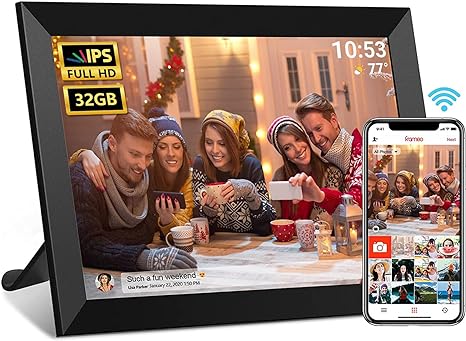 FRAMEO Digital Photo Frame, 10.1 Inch WiFi Digital Picture Frame with 1280x800 IPS HD Touch Screen, 32GB Storage Auto-Rotate Wall Mountable Easy Share Photos or Videos via Frameo App from Anywhere