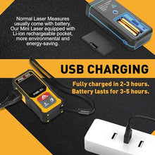 Load image into Gallery viewer, PREXISO Mini Laser Measurement Tool, 135Ft Rechargeable Laser Distance Meter Ft/Ft+in/in/M Unit, Laser Measure with High Accuracy, Pythagorean, Distance, Area, Volume Modes
