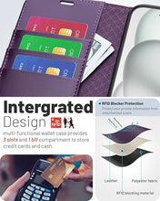 Load image into Gallery viewer, OCASE Compatible with iPhone 16 Wallet Case, PU Leather Flip Folio Case with Card Holders RFID Blocking Kickstand [Shockproof TPU Inner Shell] Phone Cover 6.1 Inch 2024, Dark Purple
