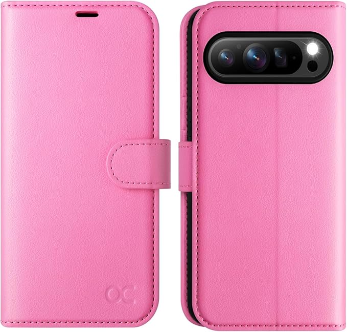 OCASE Compatible with Google Pixel 9 Pro XL Wallet Case, PU Leather Flip Folio Case with Card Holders RFID Blocking Kickstand [Shockproof TPU Inner Shell] Phone Cover 2024, Pink