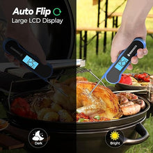 Load image into Gallery viewer, 0.5 Sec Instant Read Meat Thermometer Digital with ±0.5℉ Precision, 100% Waterproof Auto Flip Bright LCD Screen, Motion Sensing Food Thermometer for Cooking Kitchen Oven Grill Candy BBQ, Blue
