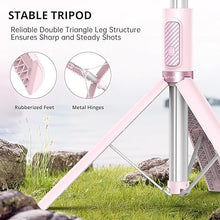 Load image into Gallery viewer, ATUMTEK 55&quot; Selfie Stick Tripod, All-in-one Extendable Aluminum Phone Tripod with Rechargeable Bluetooth Remote for iPhone, Samsung, Google, LG, Sony and More, Fitting 4.7-7 inch Smartphones, Pink
