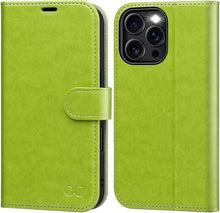 Load image into Gallery viewer, OCASE Compatible with iPhone 16 Pro Wallet Case, PU Leather Flip Folio Case with Card Holders RFID Blocking Kickstand [Shockproof TPU Inner Shell] Phone Cover 6.3 Inch 2024, Green Avocado
