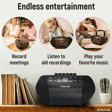 Load image into Gallery viewer, Craig Portable Top-Loading CD Boombox with AM/FM Stereo Radio and Cassette Player/Recorder in Black | Cassette Player/Recorder | LED Display (Black)
