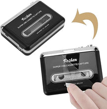 Load image into Gallery viewer, Reshow Cassette Player – Portable Tape Player Captures MP3 Audio Music via USB – Compatible with Laptops and Personal Computers – Convert Walkman Tape Cassettes to iPod Format (Black)
