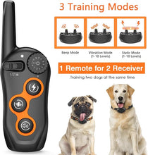 Load image into Gallery viewer, Dog Training Collar for 2 Dogs, IPX7 Waterproof Dog Shock Collar with Remote Control Range 1300ft, 3 Training Modes, Beep, Vibration, Shock, Rechargeable Shock Collar for Large Medium Small Dogs

