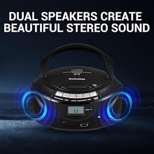 Load image into Gallery viewer, Gelielim CD Player Boombox, AM/FM Radio Stereo, Bluetooth, USB, SD, MMC Drive, Headphone Jack, AC Powered or Battery Operated Portable CD Player Compatible CD-R/RW with Big Speaker
