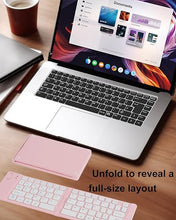 Load image into Gallery viewer, Wireless Keyboard Pink Foldable Bluetooth Keyboard Slim Small Quiet Portable Compact Handheld Full Size Pocket Travel Folding Keyboard for PC Laptop Computer Phone Samsung Tablet iPhone iPad Mac
