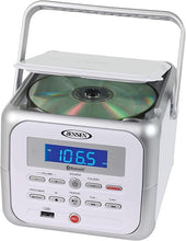 Load image into Gallery viewer, Jensen CD-660 Portable Stereo CD Player Boombox with Bluetooth | FM Radio | USB | Aux-in Headphone Jack | CD-R/RW MP3 Playback | (Platinum Silver)
