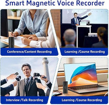 Load image into Gallery viewer, 128G Voice Recorder Maganetic Portable Digital 800 Hours/35 Days Continous Recording Device Voice Activated Audio Recorder with Strero Mics for Presentation Interviews Meetings Lectures
