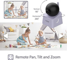 Load image into Gallery viewer, LEREVE Low EMF 5&quot; HD Baby Monitor with 2 Cameras, Auto Noise Reduce, No WiFi, PTZ Camera, Split Screen, Long Range, Lullaby, 2-Way Audio
