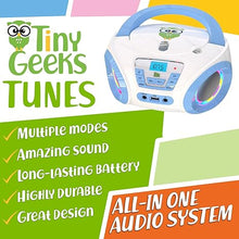 Load image into Gallery viewer, Tunes Kids Boombox CD Player for Kids - NEW 2023 - FM Radio - Batteries Included - Cute white Radio cd Player with Speakers for Kids and Toddlers - Blue
