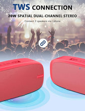 Load image into Gallery viewer, LENRUE Bluetooth Speaker, Wireless Portable Speaker with Loud Stereo Sound, Rich Bass, 12-Hour Playtime, Built-in Mic. Perfect for iPhone, Samsung and More (Red)
