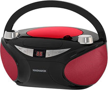 Load image into Gallery viewer, Magnavox MD6949 Portable Top Loading CD Boombox with AM/FM Stereo Radio and Bluetooth Wireless Technology in Black | CD-R/CD-RW Compatible | LED Display | (Black/Red)
