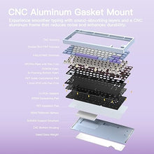 Load image into Gallery viewer, WOBKEY Rainy 75 CNC Aluminum HMX/JWK/Cocoa Switches Triple-Mode Connectivity Mechanical Keyboard with Superior Acoustics, RGB/FR4/Silver SUS304/7000mAh/Cocoa Switch (Pro - Purple)
