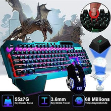 Load image into Gallery viewer, Wireless Gaming Keyboard and Mouse Combo with Rainbow LED Backlit Rechargeable 4800mAh Battery Metal Panel Mechanical Ergonomic Waterproof Dustproof 7Color Mute Mice for Computer PC Mac Gamer (Purple)
