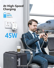 Load image into Gallery viewer, LENCENT US to UK Ireland Travel Plug Adapter, PD 45W Grounded Type G Outlet Adaptor with 4 Outlet, USB C Fast Charger Adaptor, USA to Dubai Scotland British London England Hong Kong Irish Qatar
