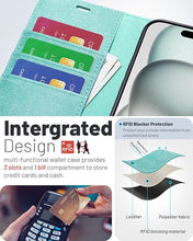 Load image into Gallery viewer, OCASE Compatible with iPhone 16 Wallet Case, PU Leather Flip Folio Case with Card Holders RFID Blocking Kickstand [Shockproof TPU Inner Shell] Phone Cover 6.1 Inch 2024, Denim Green
