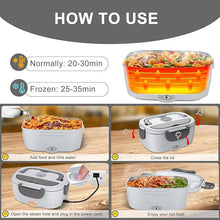 Load image into Gallery viewer, Electric Lunch Box Food Heater - 3 in 1 Portable Leakproof Heated Lunch Box for Car/Home/Adults with 1.5L Removable 304 Stainless Steel Container, 60-80W, 12V/24V/110V (White)
