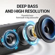 Load image into Gallery viewer, Wireless Waterproof Bluetooth Speaker - Portable Speaker Loud with Built-in Subwoofer and Tweeter, Extra Bass, Stereo Sound, IP67, Colorful Lights for Party, Outdoor, Camping - Black
