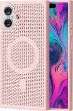 Load image into Gallery viewer, CCSmall for Apple iPhone 16 Heat Dissipation Case with Magnetic Ring, Mesh Breathable Hollow Cellular Hole Slim Phone Case Cover for iPhone 16 SR Pink
