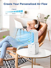 Load image into Gallery viewer, let'me Desk Fan,Portable Bladeless Fan 11.8 inch Small Personal Cooling Fan with 5 Colors Touch Control LED Light,Quiet Table Fan for Home, Office, Bedroom
