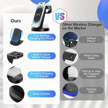 Load image into Gallery viewer, 3 in 1 Charging Station for iPhone, Wireless Charger for iPhone 16 15 14 13 12 11 X Pro Max &amp; Apple Watch - Wireless Charging Station for AirPods 4 3 Pro
