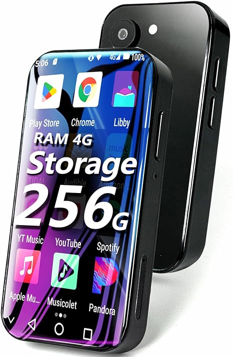 256GB MP3 Player with Bluetooth WiFi 4G Internet, Mini MP3 MP4 Player with Spotify, 3.0 Touchscreen Digital Music Player with Amazon music, Portable Android MP3 Player with YouTube, Google Play,Camera