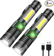 Load image into Gallery viewer, iToncs LED Rechargeable, 2000 Lumens Super Bright Magnetic Flashlight with COB Work Light, Waterproof, 4 Modes, Pocket Tactical Flashlights for Outdoor Camping Emergency 2 Packs
