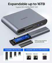 Load image into Gallery viewer, ORICO USB C Hub with M.2 Enclosure, 10 in 1 USB C Docking Station Fits M.2 NVMe/SATA, 10Gbps USB-A, 10Gbps USB-C, 4K@60Hz HDMI, Ethernet, 3.5mm Audio Jack
