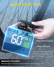 Load image into Gallery viewer, KEPEAK Mini Bike Pump, Bicycle Pump with Digital Pressure Gauge, Portable Bike Air Pump Tire Inflator with Presta and Schrader Valve for Road Bike, Mountain Bike, E-Bike, City Bike, and Ball
