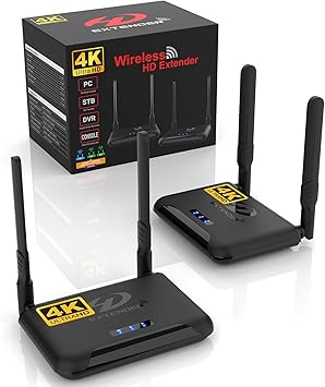 Wireless HDMI Transmitter and Receiver 4K, Binken 820Ft/250m Wireless HDMI Extender 5G Kit Support 4K@30 Hz, for Streaming Video Audio from Laptop,PC, Cable Box to HDTV Projector Monitor IR Support