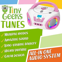 Load image into Gallery viewer, Tunes Kids Boombox CD Player for Children + FM Radio + Includes Batteries + Pink Radio - CD Player Children with Speakers Children and Toddlers - Pink
