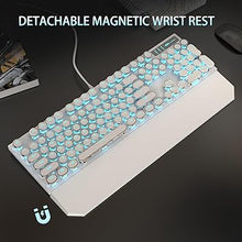 Load image into Gallery viewer, Camiysn Typewriter Style Mechanical Gaming Keyboard, White Retro Punk Gaming Keyboard with Blue Backlit, 104 Keys Blue Switch Wired Cute Keyboard, Round Keycaps for Windows/Mac/PC
