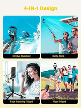 Load image into Gallery viewer, Gimbal Stabilizer Face Tracking Without APP, 4 in 1 RGB Light Stabilizer, Portable Phone Tripod, Stabilizer for iPhone&amp;Android, Extension 108cm, AOCHUAN M2PRO Black
